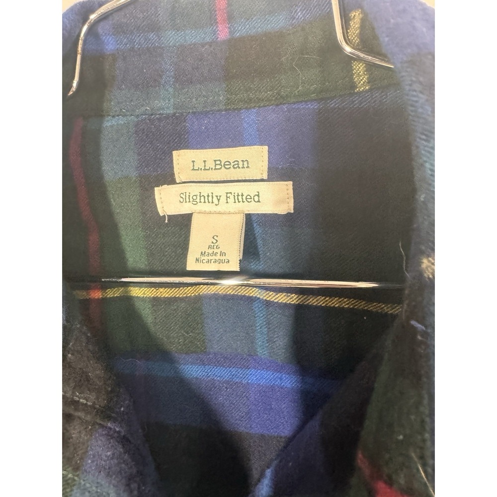LL Bean Slightly Fitted Blackwatch Plaid Long Sleeve Button Up Shirt Size S Hike - Picture 6 of 12